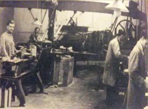 Photo of a workshop in Cheltenham, taken in 1940.