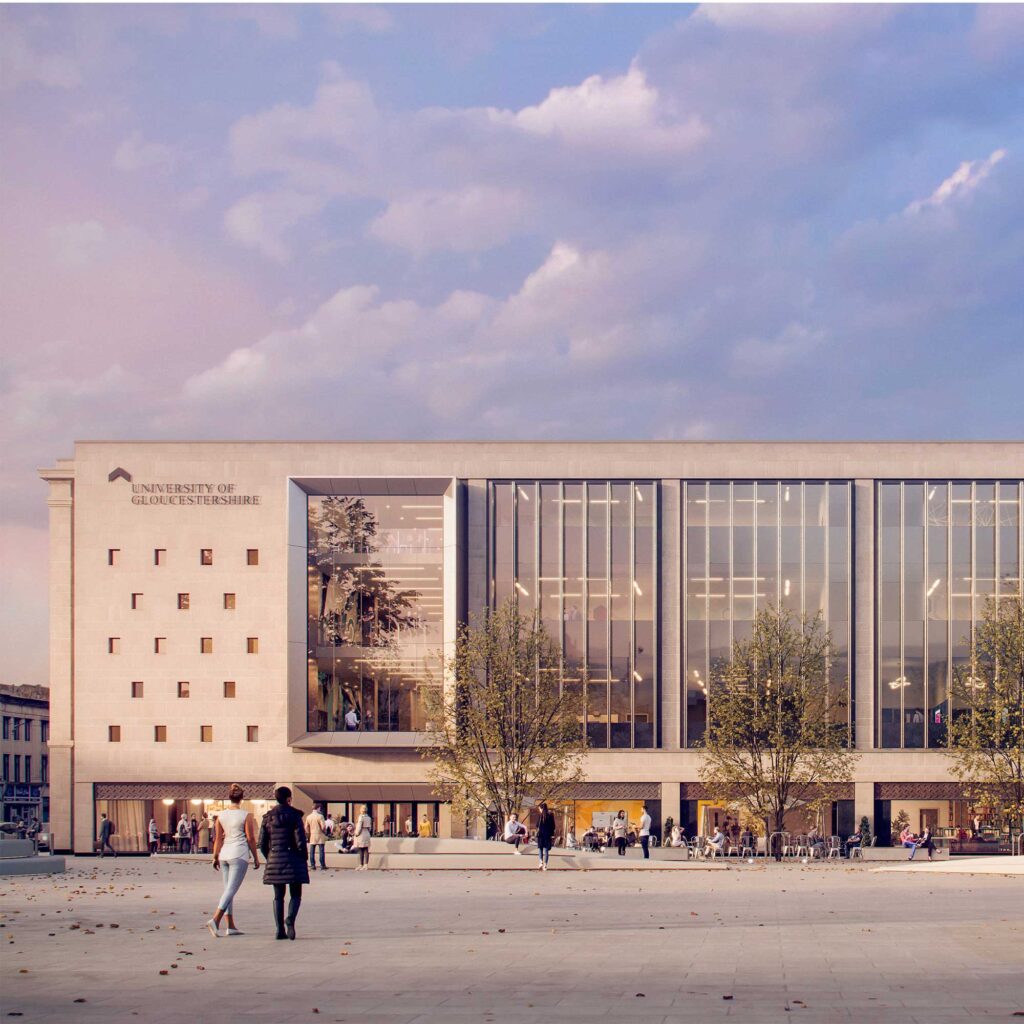 Artists impression of the redeveloped Debenhams building in Kings Square, Gloucester.