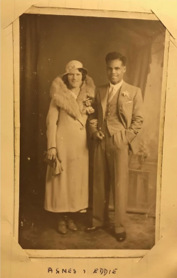 Old photograph of Annie and Eddie.