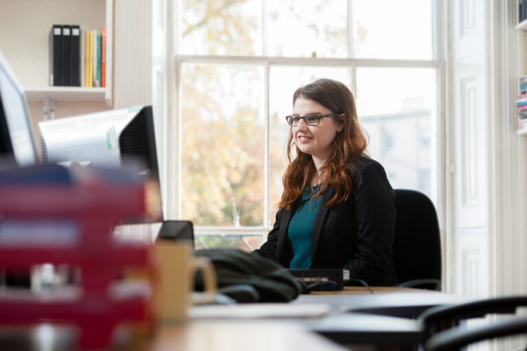 A student working at a computer