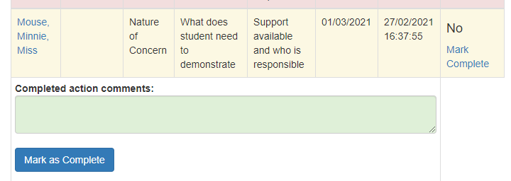 Action comments