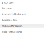Menu item in epad for medicines management