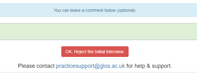Reject initial interview field and button