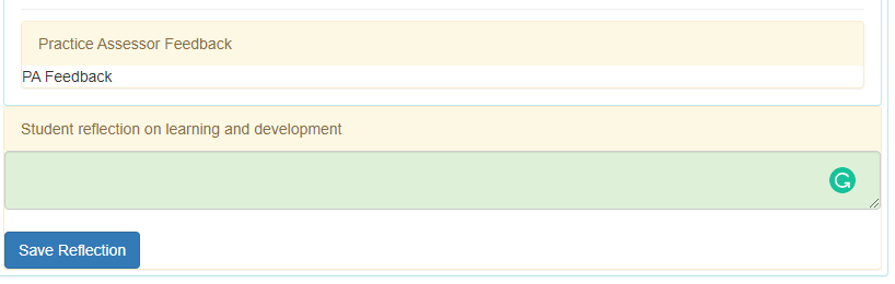 Practice assessor field screenshot in platform