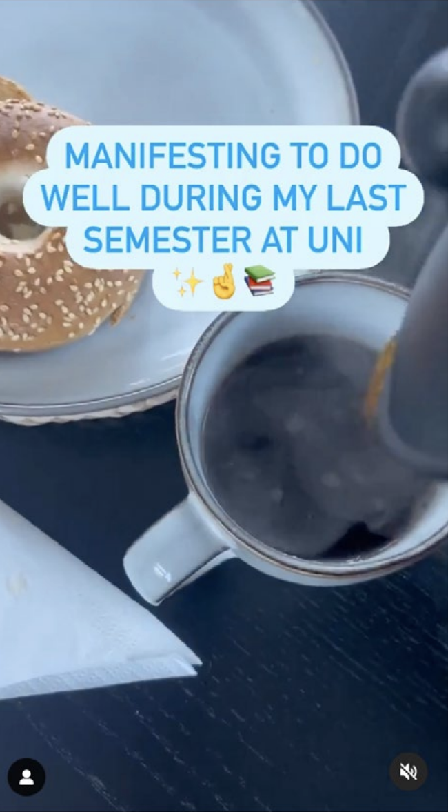 Instagram reel screenshot of a cup of tea being made