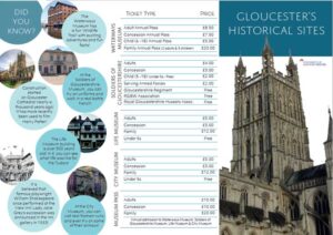 Image of the leaflet produced showcasing Gloucester's historical sites.