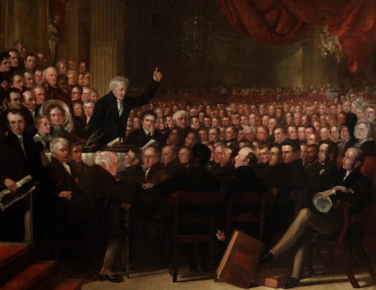 Samuel Jackman Prescod was captured in this painting by Benjamin Robert Haydon (1841) at the first meeting of the World Anti-Slavery convention in London in 1840. Image: National Portrait Gallery.