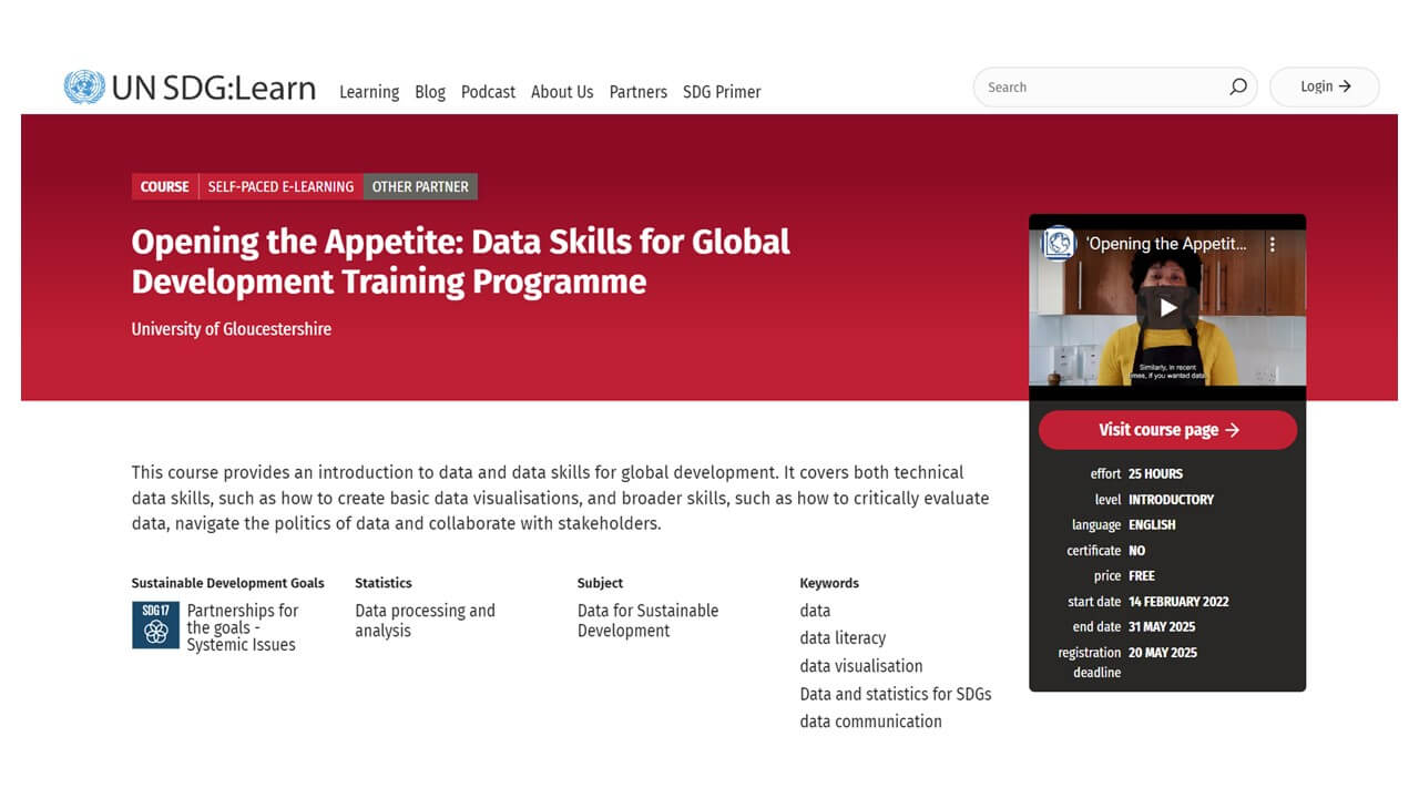 Development Counts Training Programme available via UN:SDG Learn