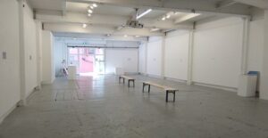The interior of an empty gallery space in Bristol.
