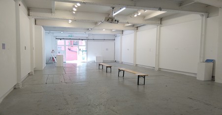 The interior of an empty gallery space in Bristol.
