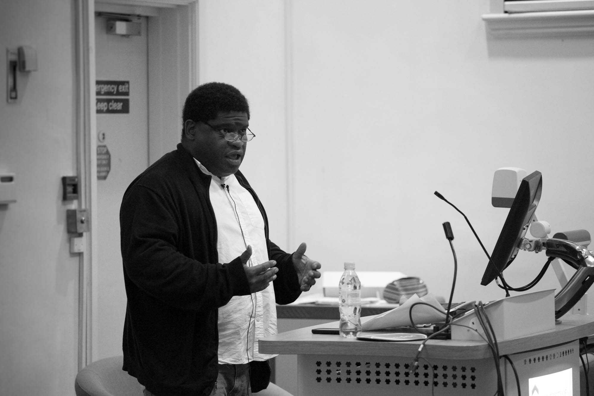 Gary Younge, FCH, University of Gloucestershire, 20th Oct 2015. Photo by Lucy Harris www.lucyharrisphoto.co.uk