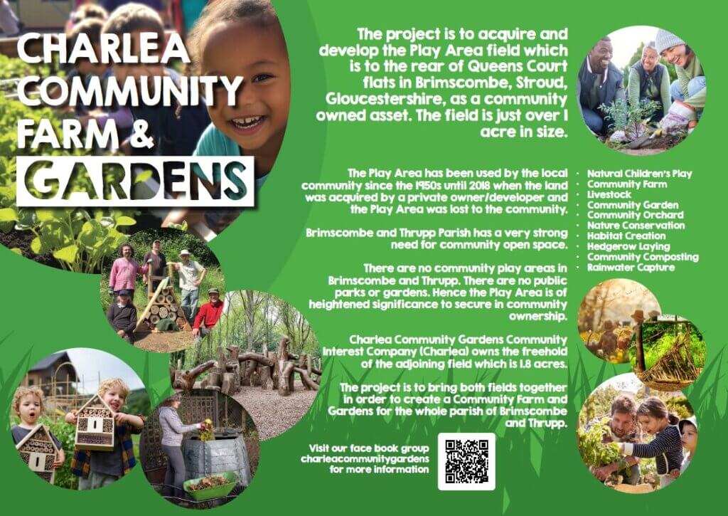 A poster for the Charlea Community farm & Gardens.