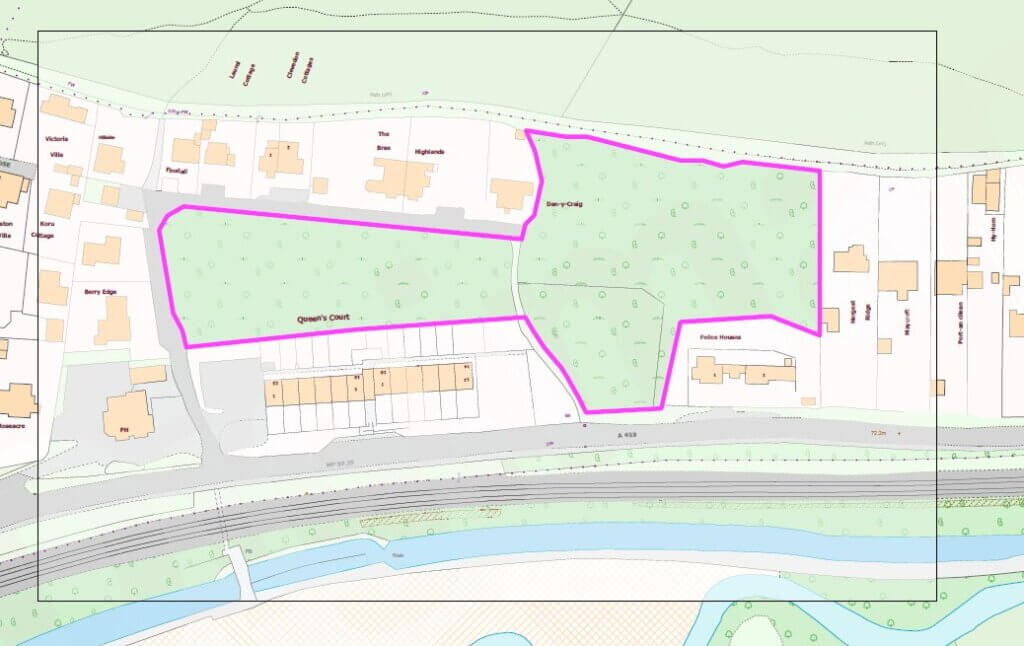 A site plan outlining the recreational space.