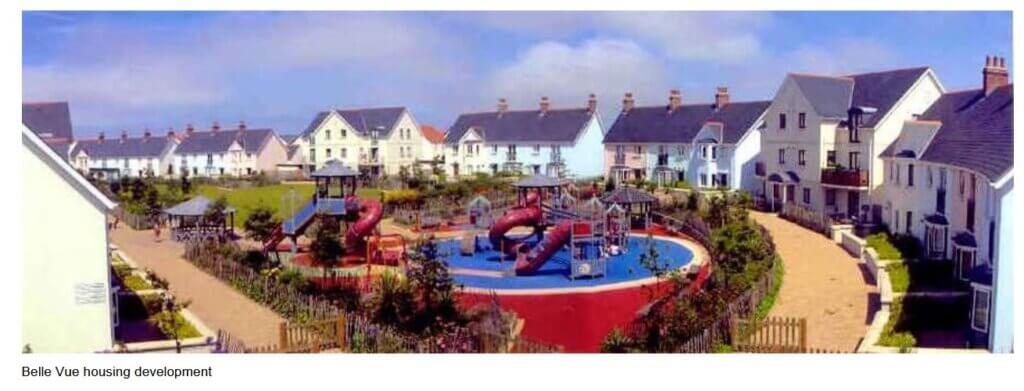 Belle Vue housing development with houses around a playground.