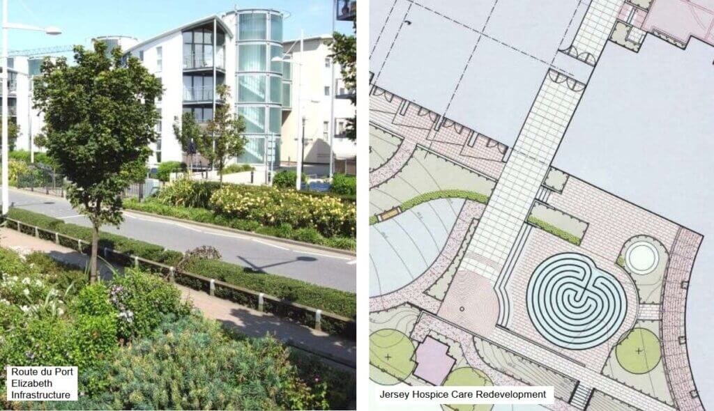 A photo of a building alongside a plan of the area.