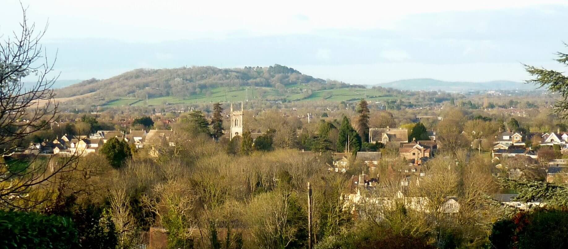 View of Upton with the church tower.