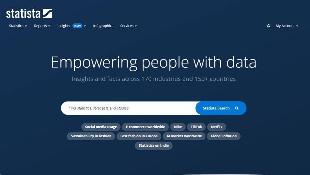 Image of Statista search page