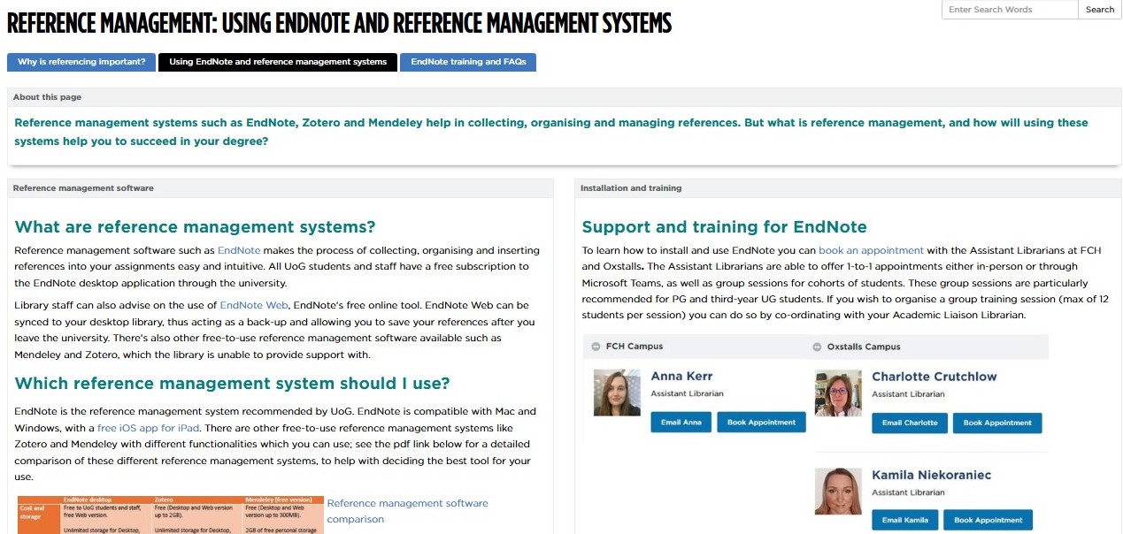 Help with Reference management - Library Services